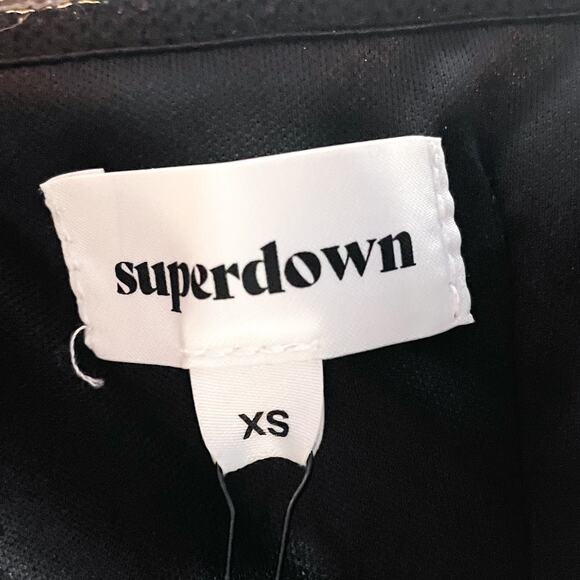 Superdown Julia Faux Leather Midi Dress Black Bust Cutout Glossy Strapless Sz XS - Picture 9 of 13